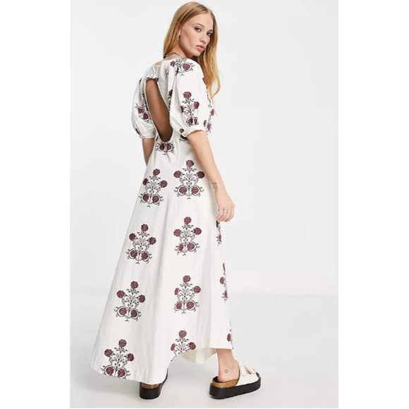 NWT $298 FREE PEOPLE CACTUS FLOWER EMBROIDERED MIDI / MAXI DRESS  SIZE SMALL - Picture 3 of 8